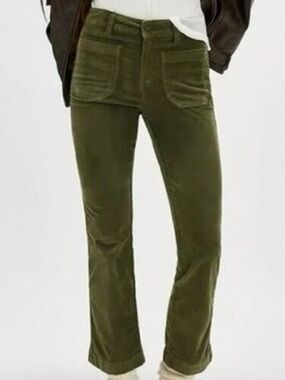 Free People High Time Kick Flare Patch Pocket Corduroy Velour Pants Sz 4